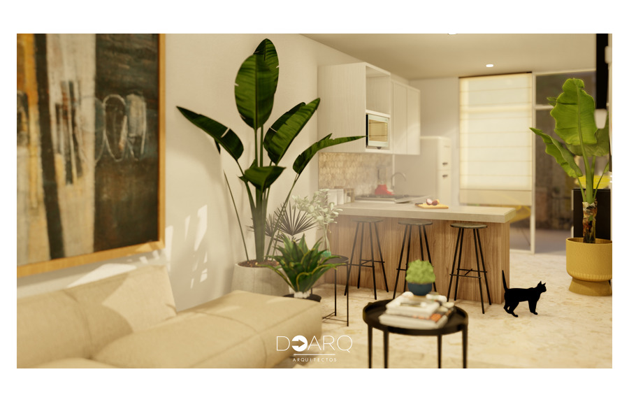 Diseño de interiores con tonos cálidos y acentos naturales