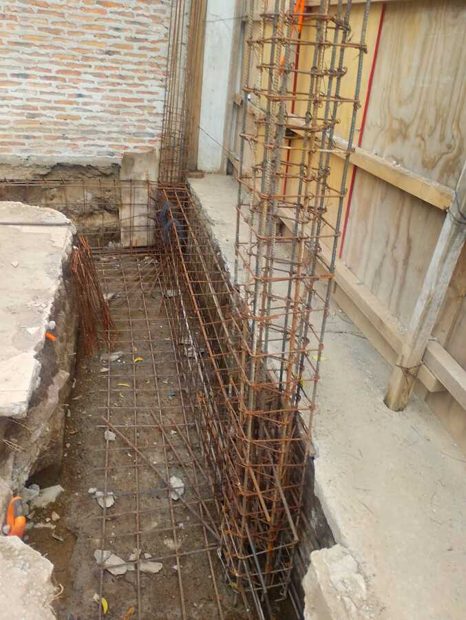Armado de acero para cimentación y cadena de desplante