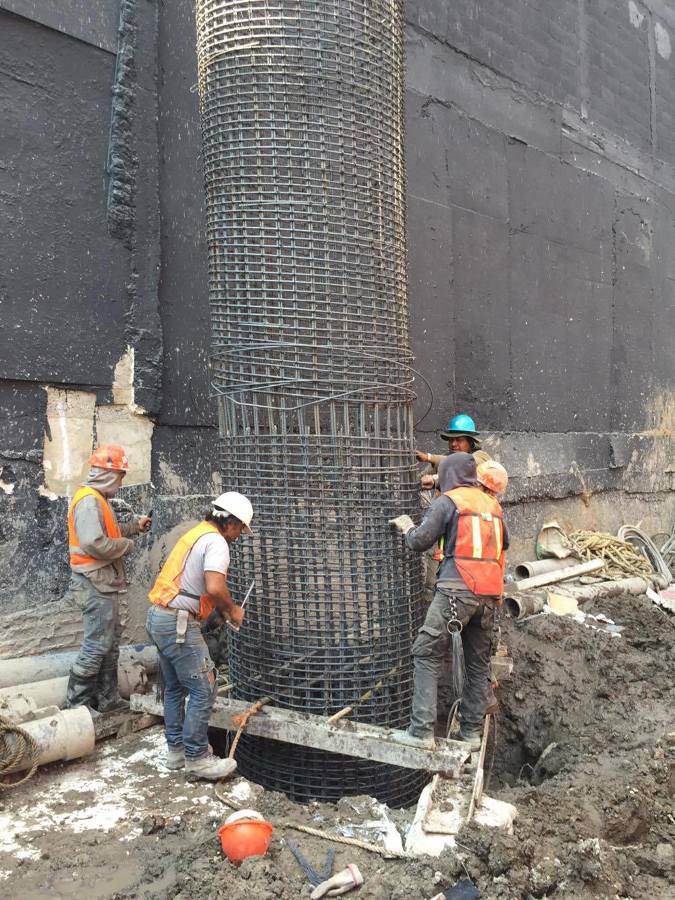 Colocación de acero para pilas