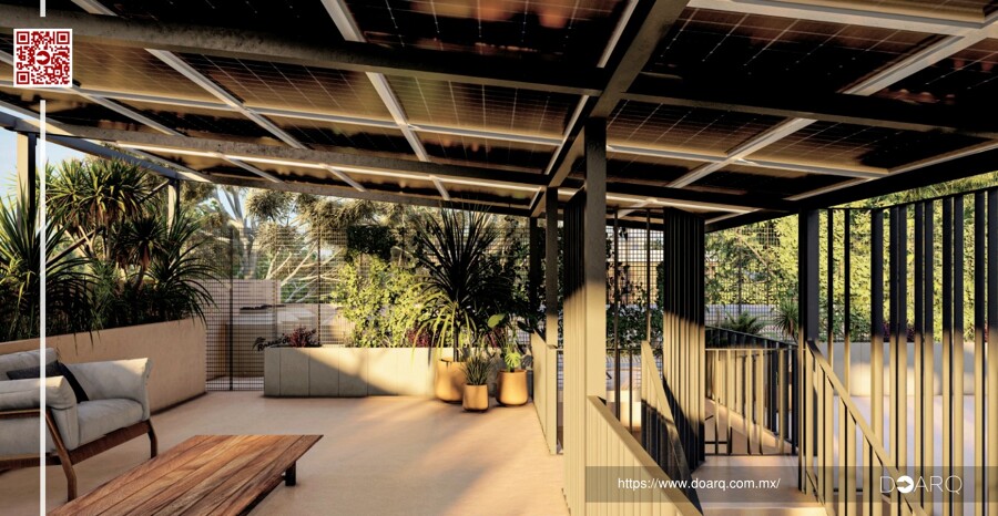Proyecto de terraza sustentable con paneles solares