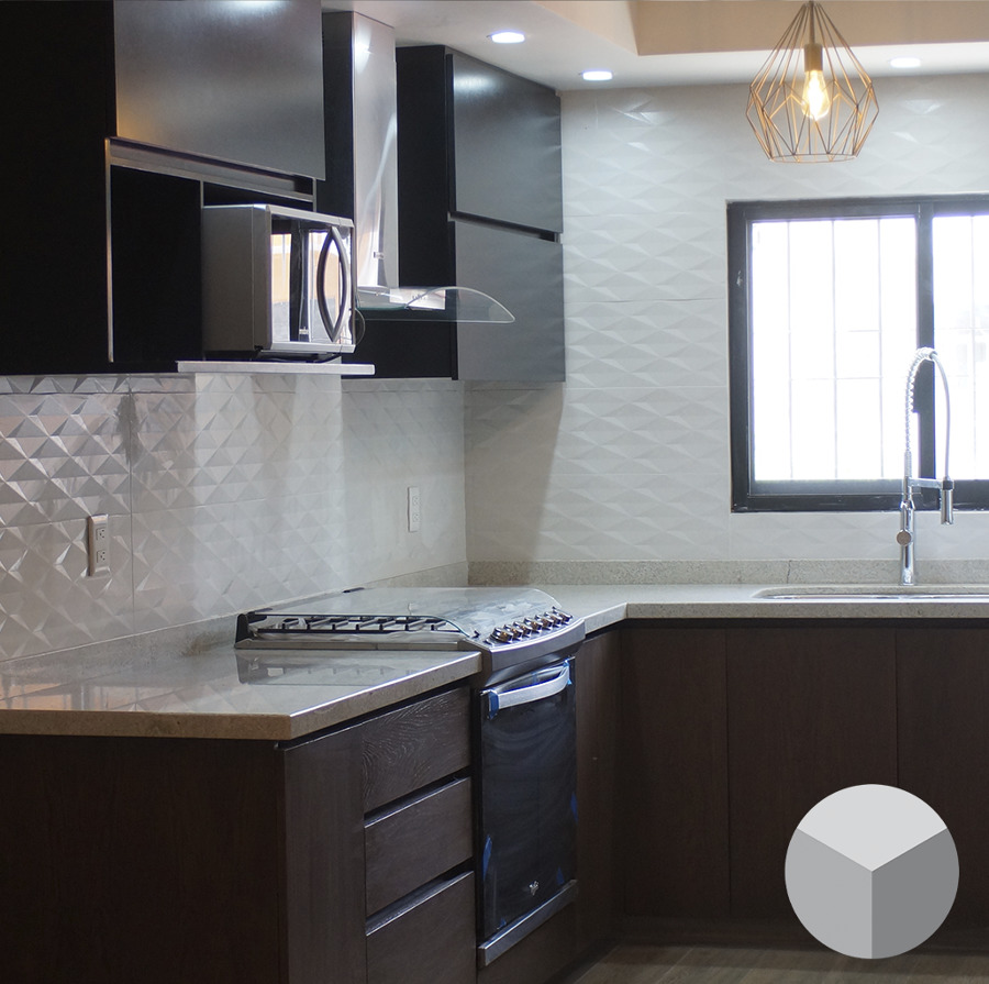 Cocina en encino y mdf laqueado