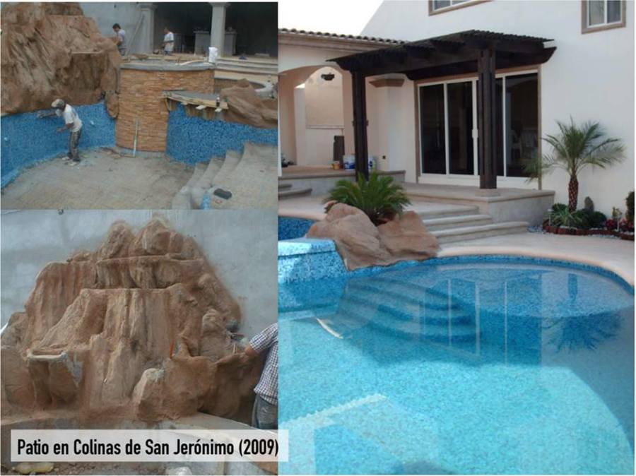 Alberca, cascada y jacuzzi