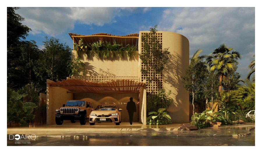 Residencia moderna con diseño orgánico y armonía natural