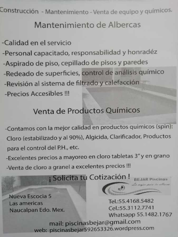 Venta de productos para el agua de la alberca