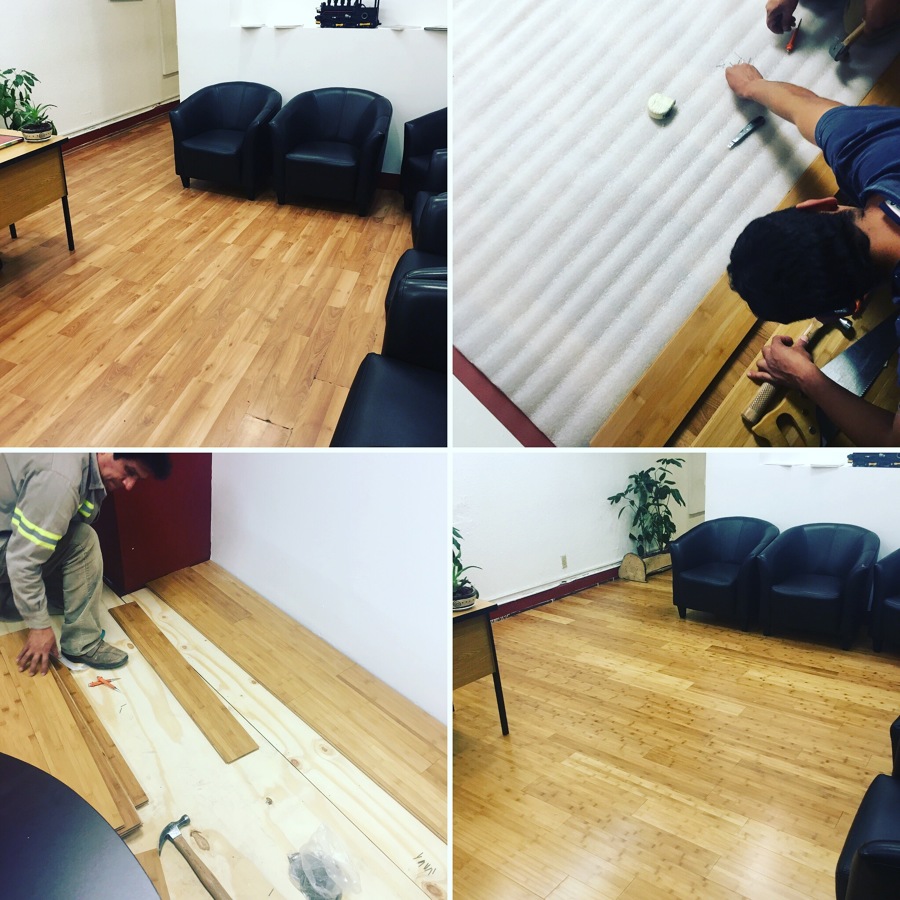 Colocacion de duela de madera de bambú 