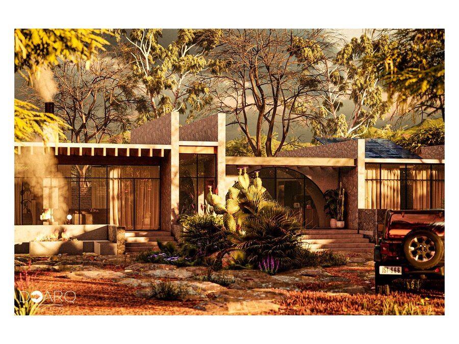 Cabaña moderna integrada al paisaje