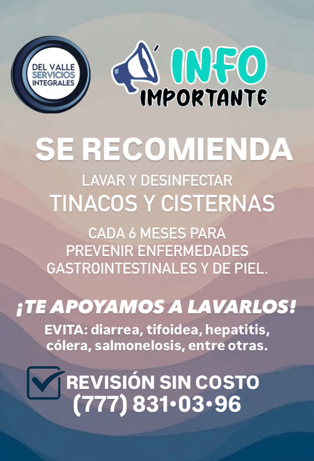 LAVADO Y DESINFECCIÓN CISTERNAS Y TINACOS CUERNAVACA