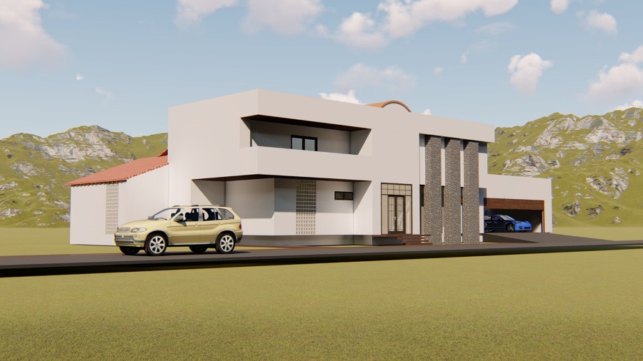 Fachada lateral casa residencial