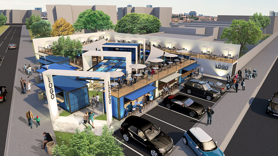 Plaza de restaurantes contenedores