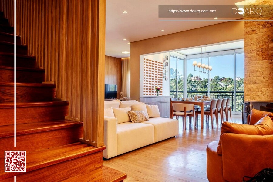 Interiorismo moderno con protagonismo de madera