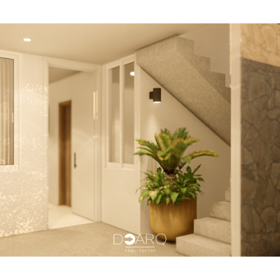 Acceso interior moderno y acogedor