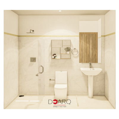 Diseño interior de baño luminoso y elegante