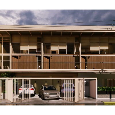 Fachada moderna de departamentos