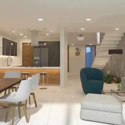 Interior, sala, comedor, cocina