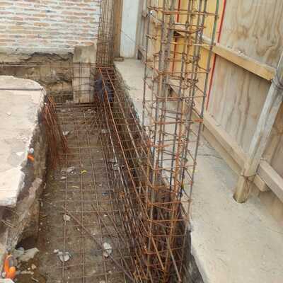 Armado de acero para cimentación y cadena de desplante