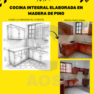 COCINA INTEGRAL ELABORADA EN MADERA DE PINO