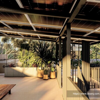 Proyecto de terraza sustentable con paneles solares