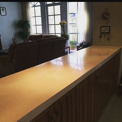 Cocina de concreto salmon.