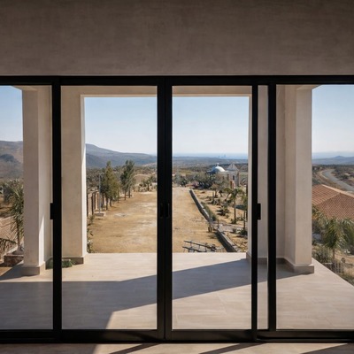 Cancel corredizo en aluminio color negro y cristal claro 6 mm templado