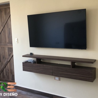 Puerta tipo granjera y mueble flotante