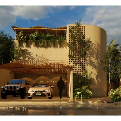 Residencia moderna con diseño orgánico y armonía natural