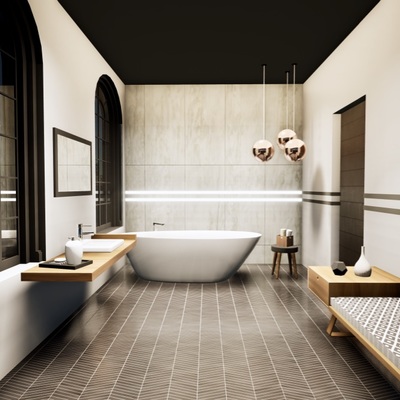 Diseño baño con tina Residencial