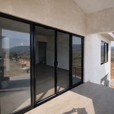 Cancel corredizo en aluminio color negro y cristal claro 6 mm