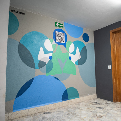 Mural en recibidor de consultorio de terapia de Lenguaje