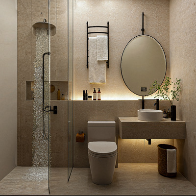Baño de lujo con acabados premium