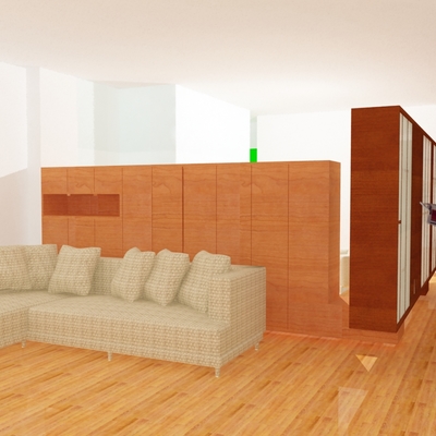 diseño de acabados y muebles en interior departamento