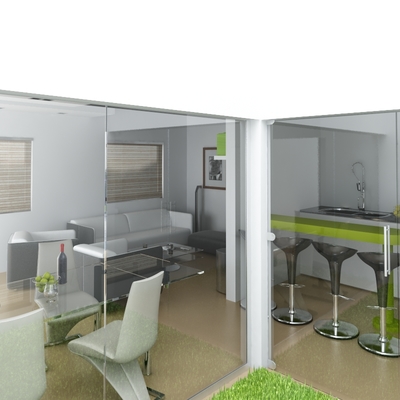 Sala-comedor y cocina.
