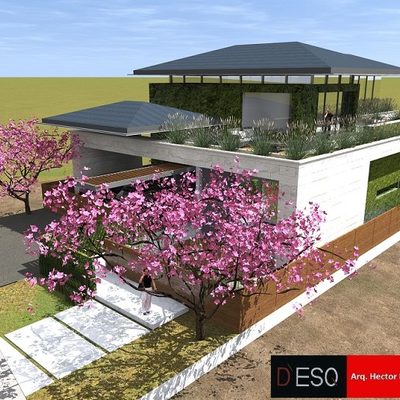 Render, vista aerea Casa Zen, Los Lagos