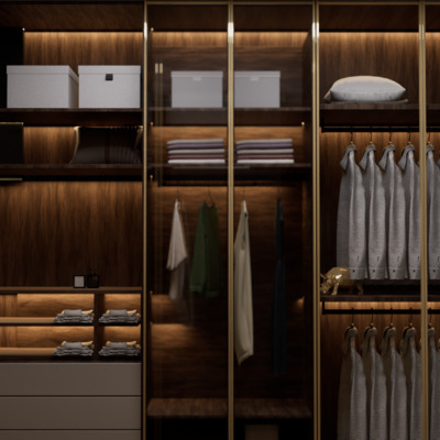 Vestidor amplio con iluminación moderna