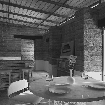 Sala-comedor casa de campo