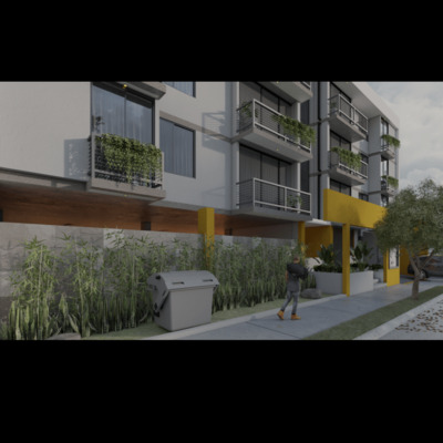 FACHADA LATERAL DEPARTAMENTOS ANGELA PERALTA