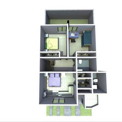 3 recámaras y dos baños en planta alta