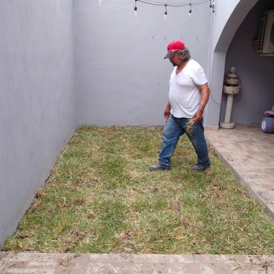 Instalación de pasto en rollo