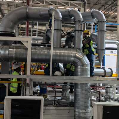 Sistema de ductería para recirculación de aire en proceso industrial