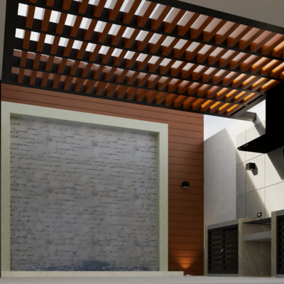 Propuesta de pergolado y muro llorón