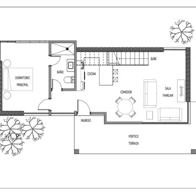 Planta baja cabaña moderna prefabricada de madera