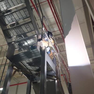 Soldadura en escalera con rejilla