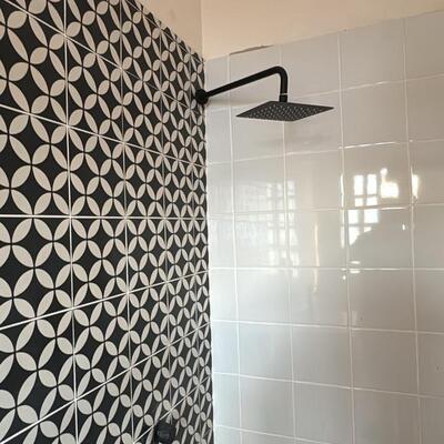 mosaico minimalista en regadera