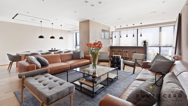 Sala de piel Estilo Minimalista