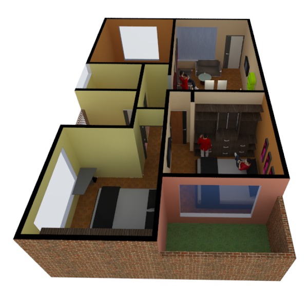 RENDER EN PERSPECTIVA DE CASA HABITACION