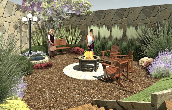 Jardin con firepit