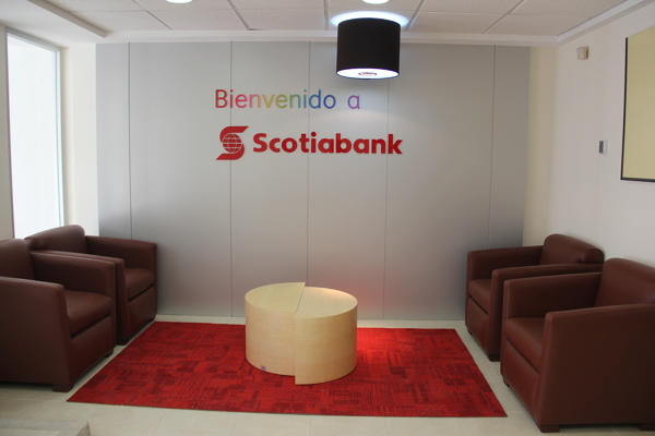 Recepción, Scotiabank Ciudad del Carmen. 