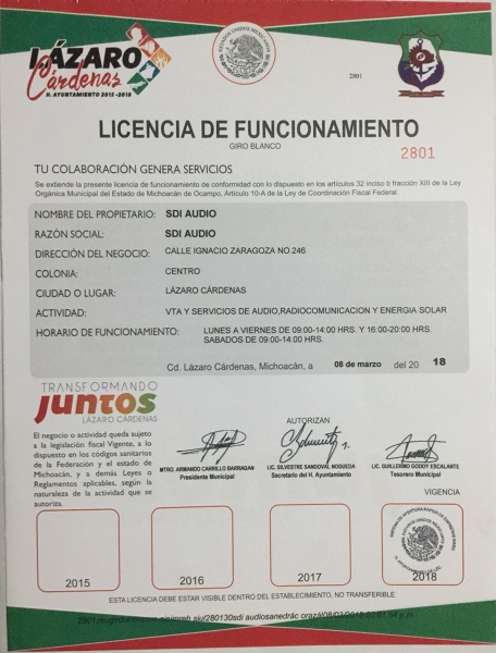 Foto: Licencia Municipal de Luis Orozco Lázaro Cárdenas #340960