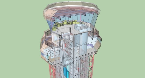 Sección de cabina de torre de control