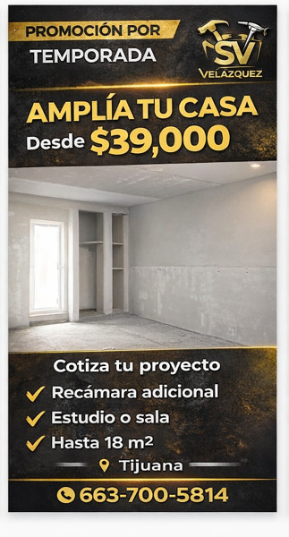 AMPLIA TU CASA DESDE $39,000 PESOS POR 18 M2 DE CONTRUCCION