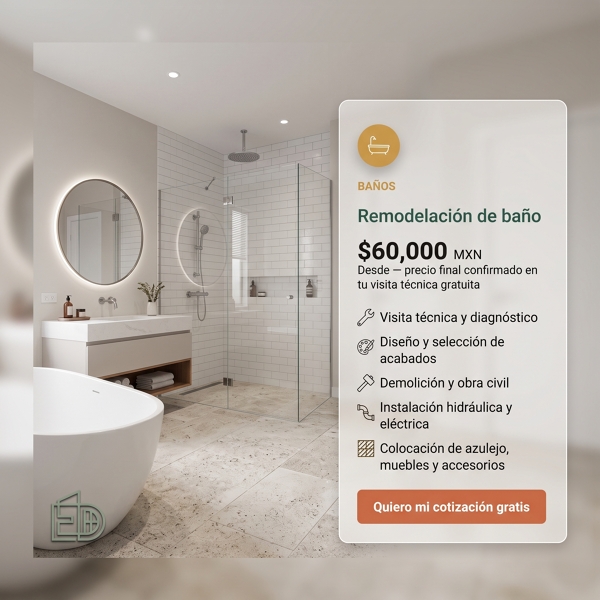 Remodelación de baño — desde $60,000 MXN